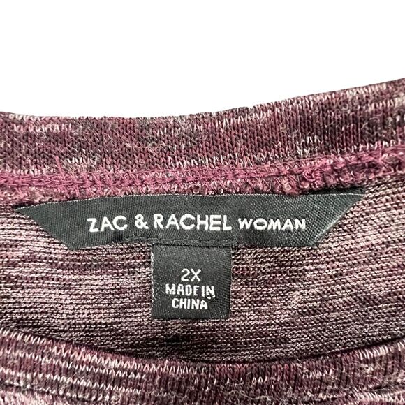 Zac & Rachel Sweater Women 2XL Potent Purple Heather Pullover Zip Detail Stretch - Picture 11 of 15